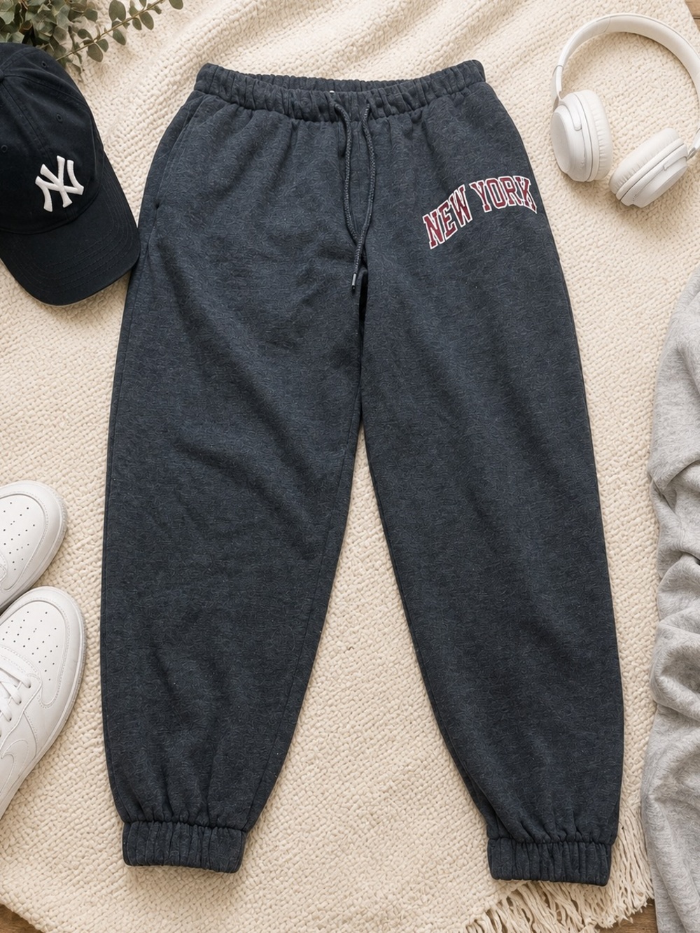 Reflex Women’s New York Graphic Jogger Sweatpants Charcoal Gray Size L